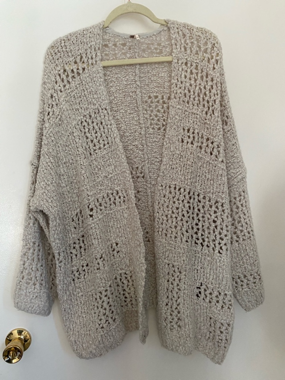 Free People Open-Front Chunky Knit Cardigan - Light Taupe